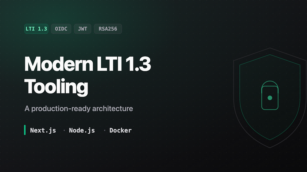 LTI 1.3 architecture with a Node.js security layer in front of a Next.js frontend